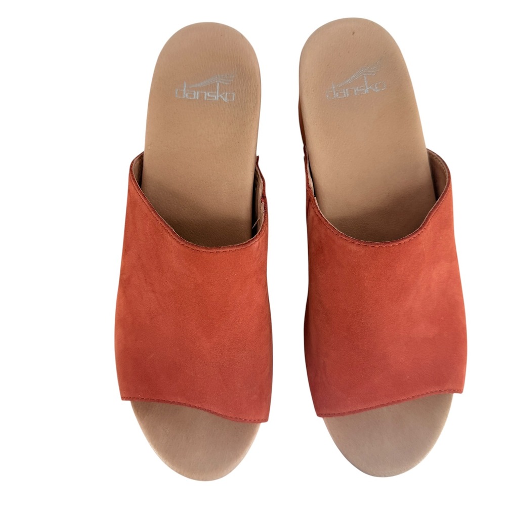 Dansko Maci Burnt Orange Leather Slide Sandal Women Size 40 9.5 Comfort Slip On - Picture 3 of 10